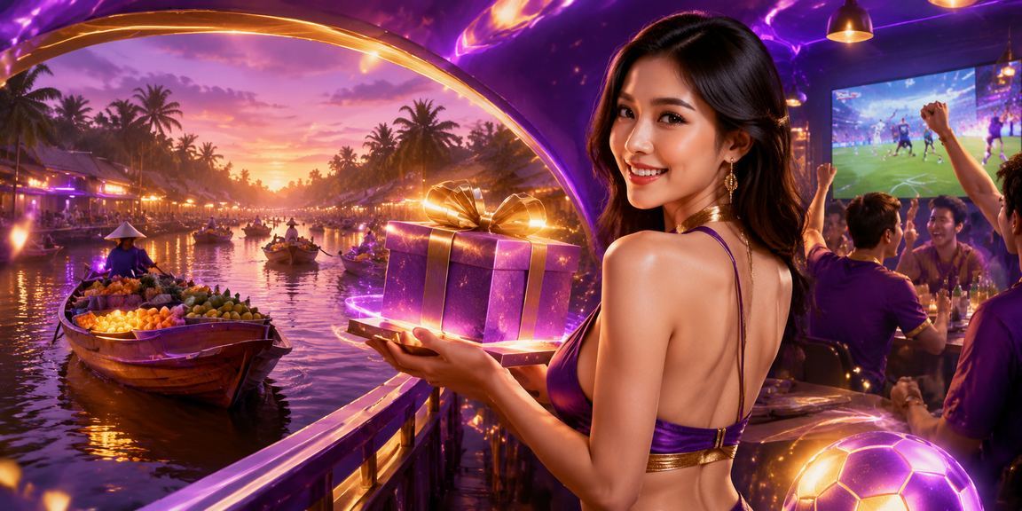 Cảnh đồng bằng Mekong với neon đại diện cho nạp tiền và khuyến mãi
